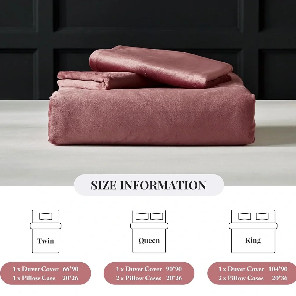 🆕 3 piece Pink Velvet Duvet Cover Set in size KING